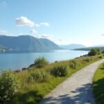 Séta a Gandsfjord partján Sandnesben Norvégiában