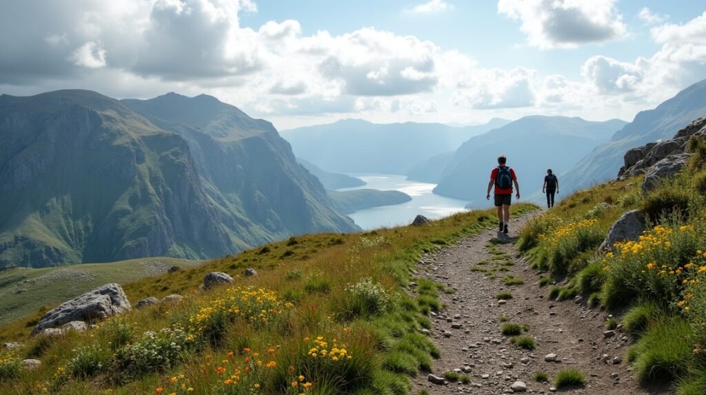 Túrázók a Sandnes körüli hegyekben és völgyekben, Norvégia