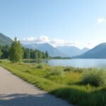 Zöld ösvény vezet a fjordhoz Alsvik Natúrparkban, Sandnes közelében.