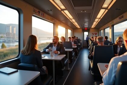 Kényelmes vonatút Stavangerből Sandnesbe gyönyörű kilátással
