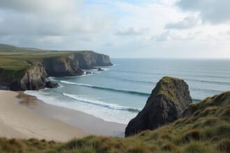 Jæren tengerparti táj, sziklák és homokos part, Norvégia