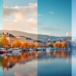 Oslo különböző évszakai: nyár, ősz, tavasz és tél a városban.