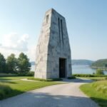 Haraldshaugen emlékmű Haugesund mellett, gyönyörű tengerparti kilátással.