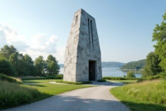 Haraldshaugen emlékmű Haugesund mellett, gyönyörű tengerparti kilátással.
