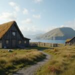Rekonstrukciók az Avaldsnes Viking Farm környezetében Norvégiában.