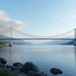 A Karmsund híd lenyűgöző látványa Haugesundban.