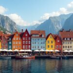 Bryggen színes faházai Bergenben, UNESCO világörökség