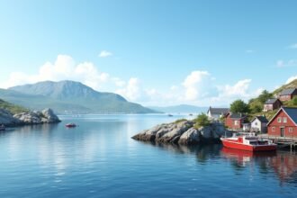 Røvær sziget és halászfalu festői tája Norvégiában