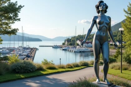 Marilyn Monroe szobor Haugesund tengerparti sétánál