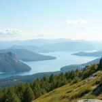 Kilátás a Steinsfjellet kilátóról Haugesund környékén, Norvégiában.