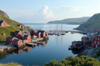 Festői halászfalvak a Karmøy partvidékén Norvégiában.
