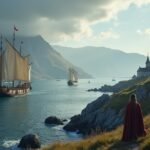 Hajók a Haugesund öbölben, viking történelmi háttérrel