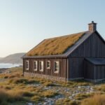 Vallø régi sófőzője a tengerparton, Norvégiában