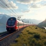 Modern vonat Tønsberg felé Norvégiában