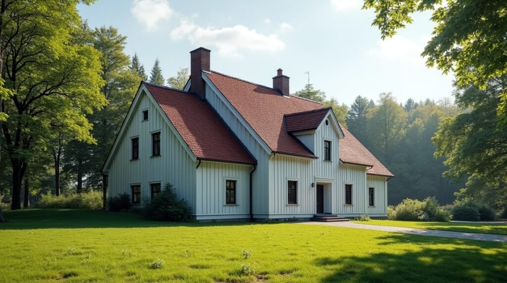 A Konventionsgården épülete Mossban, Norvégiában, történelmi helyszín.