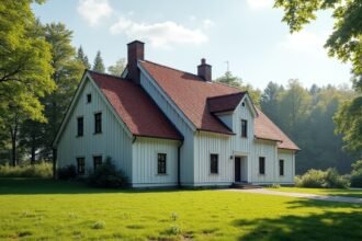 A Konventionsgården épülete Mossban, Norvégiában, történelmi helyszín.