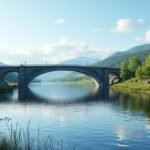 Moss Kanalen csatornája és hídja természetes környezetben