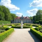 Torderød Gård barokk kertje virágágyásokkal és szökőkúttal