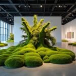 Zöld moha installáció a Momenta Biennálén, kortárs művészet.
