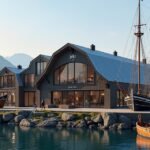 A Jekt Trade Museum külső nézete Bodøban, látható vitorlásokkal.