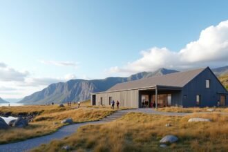 A Nordland Múzeum épülete Bodø közelében, Észak-Norvégiában.