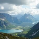 Børvasstindan hegyvonulat lélegzetelállító panorámája Bodø közelében.