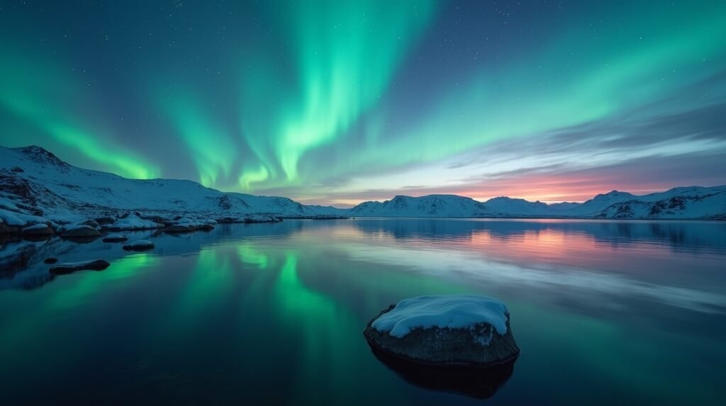 Sarki fény Bodø felett, éjféli nap és fjordok lenyűgöző kontrasztja