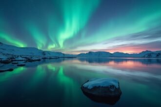 Sarki fény Bodø felett, éjféli nap és fjordok lenyűgöző kontrasztja
