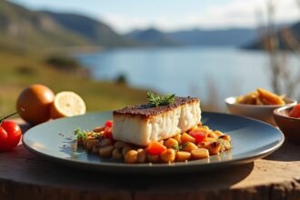 Friss tőkehal helyi zöldségekkel Bodøban