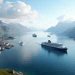 Bodø, Norvégia – kompok a Lofoten-szigetekre a fjordok között.