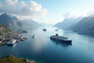 Bodø, Norvégia – kompok a Lofoten-szigetekre a fjordok között.