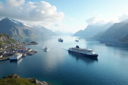 Bodø, Norvégia – kompok a Lofoten-szigetekre a fjordok között.