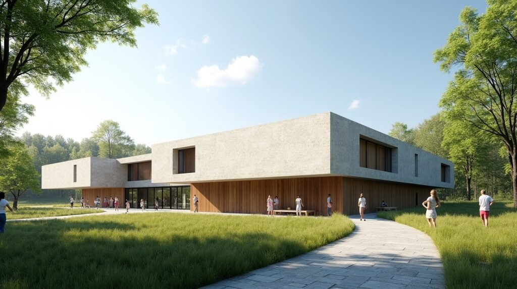 A Kuben Múzeum és Archívum épülete Arendalban, szép környezetben.