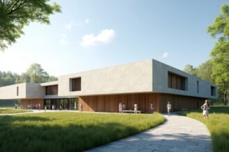 A Kuben Múzeum és Archívum épülete Arendalban, szép környezetben.