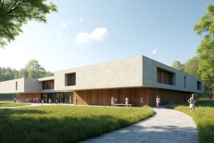 A Kuben Múzeum és Archívum épülete Arendalban, szép környezetben.