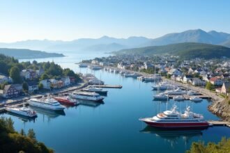 Arendal Gjestehavn festői kikötő Norvégiában, vitorlásokkal és tágas fjordokkal.