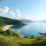 Szép táj Tromøya szigetén, Arendal közelében, Norvégiában.