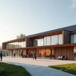 A modern műcsarnok épülete Arendalban, Norvégiában.