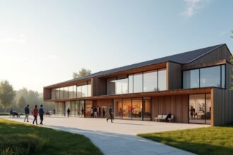 A modern műcsarnok épülete Arendalban, Norvégiában.