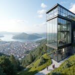 Üveglift (Fløygården) Arendalban a panoráma kilátónál