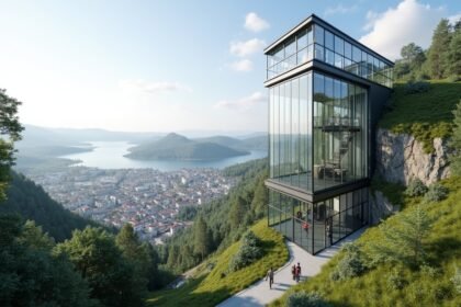Üveglift (Fløygården) Arendalban a panoráma kilátónál
