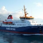 Tromøyferga komp Arendalhoz közel a szép norvég tájban