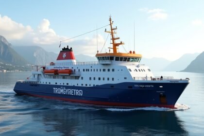 Tromøyferga komp Arendalhoz közel a szép norvég tájban