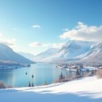 Tél Arendalban - hóval borított táj és nyugodt vízpart