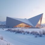 A Vikingskipet, jégcsarnok Hamarban, modern építészettel.