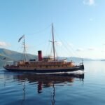 A Skibladner, a világ legrégebbi lapátkerekes gőzhajója a fjordban.