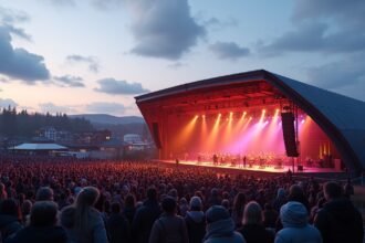 Élő koncert a Gregers zenei színpadon varázslatos estben.