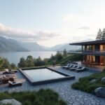 Modern Farris Bad spa hotel with pool and mountain view in Larvik