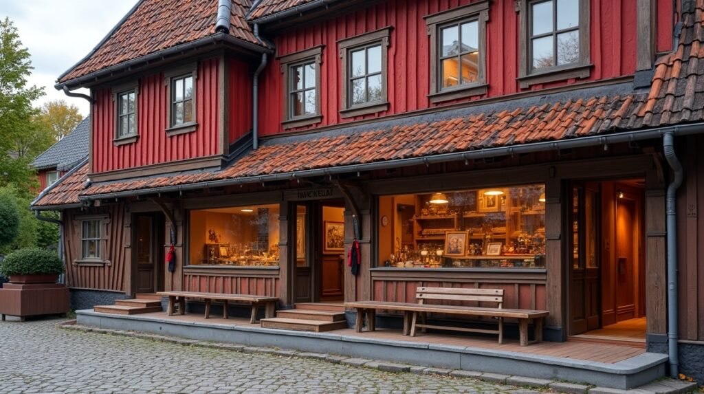 A Hanza Múzeum patinás épülete Bergenben, Norvégiában