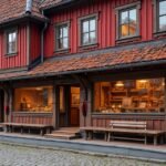 A Hanza Múzeum patinás épülete Bergenben, Norvégiában